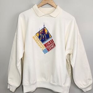 Vintage 1990 McDonalds Grand Opening Moscow Russia Collar Sweatshirt Size XXL